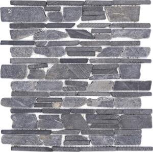 Mozaic marmură Neromarquina MOS Brick 210 Uni negru mat 30,5x30,5 cm