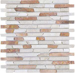 Mozaic marmură MOS Brick 135 maro mat 30,5x30,5 cm
