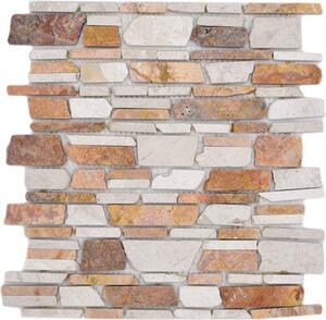 Mozaic marmură Biancone/Rosso MOS Brick 225 bej mat 30,5x30,5 cm