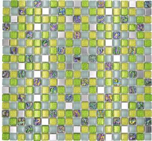 Mozaic sticlă-metal XCE 99 mix verde 30,5x32,2 cm