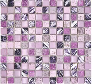 Mozaic sticlă-piatră naturală XCM CB 35 mix roz 30x32,5 cm