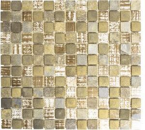 Mozaic sticlă-piatră naturală XCM CB 52 mix rustic 30x32,5 cm