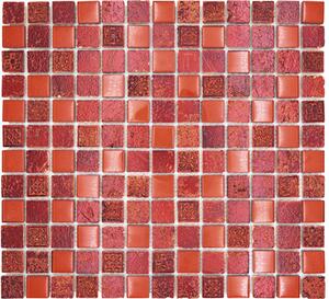Mozaic sticlă-piatră naturală XCM CB 92 mix roșu 30x32,5 cm