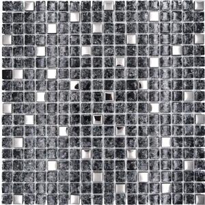 Mozaic sticlă-piatră naturală XIC 1099 mix negru-argintiu 30x30 cm