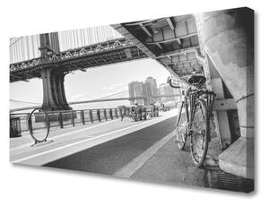 Tablou pe panza canvas Bridge Road Bike Arhitectura Gray
