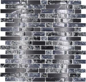 Mozaic sticlă-piatră naturală XIC V1328 mix negru 29,8x30,5 cm