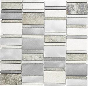 Mozaic piatră naturală-aluminiu XSA 505 argintiu 30x30 cm