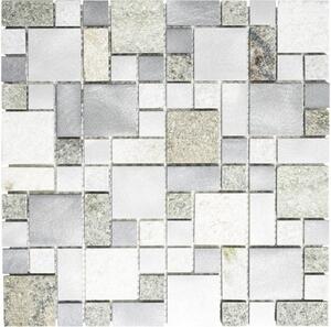 Mozaic piatră naturală-aluminiu XSA 525 argintiu 30x30 cm