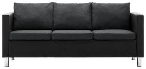 Canapea cu 3 locuri, piele ecologică, negru și gri închis