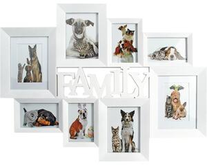 Ramă foto multiplă Family colaj 8 poze, alb 72x56 cm