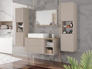 Set mobilier de baie Kiago III (nisip deșert + nisip deșert + stejar cremona) (fără baterie, fără sifon, fără chiuvetă). 1158436