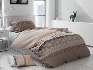 Lenjerie de pat din bumbac maro, HEBE + husa de perna 40 x 50 cm gratuit