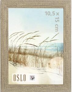 Ramă foto plastic Oslo, aspect de lemn, bej 10x15 cm