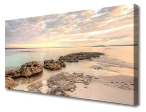 Tablou pe panza canvas Sea Stones Peisaj Gri himmelBlue Maro