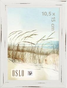 Ramă foto plastic Oslo, aspect de lemn, albă 10x15 cm