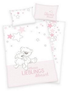 Lenjerie de pat Ursuleț (Lieblings, roz) din bumbac organic pentru copii