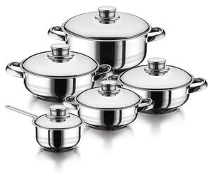 Set Vase Gătit din Inox, 10 Piese, Capacități 6 - 1.5 Litri, Bază 3 Straturi (Inducție), Capace din Inox