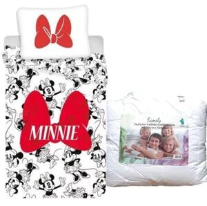 Set lenjerie de pat Minnie Mouse (fundiță roșie)