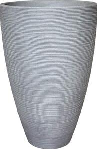 Ghiveci tip vază geli, striat, plastic, Ø 40 h 60 cm, gri