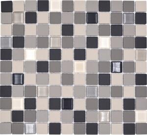 Mozaic sticlă-ceramică CU G60 mix bej/gri/negru 32,7x30,2 cm