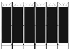Paravan de cameră cu 6 panouri, negru, 240 x 180 cm
