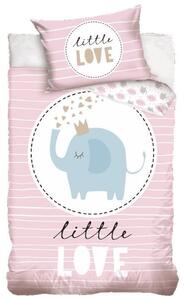Lenjerie de pat Elefant (roz, little love) pentru copii