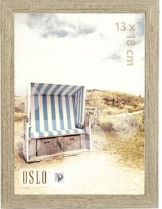 Ramă foto plastic Oslo, aspect de lemn, bej 13x18 cm
