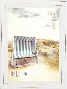 Ramă foto plastic Oslo, aspect de lemn, albă 13x18 cm