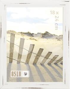 Ramă foto plastic Oslo, aspect de lemn, albă 18x24 cm