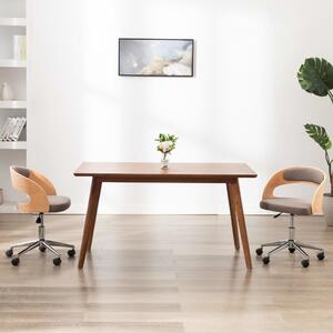 Scaun de birou pivotant, gri taupe, lemn curbat și textil