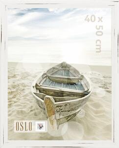 Ramă foto plastic Oslo, aspect de lemn, albă 40x50 cm