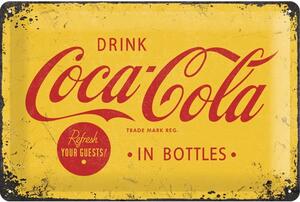 Tablou metalic decorativ Coca Cola Logo Yellow 20x30 cm