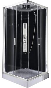 Cabină de duș completă cu hidromasaj Sanotechnik QuickLine Trend 2 90x90x210 cm, pătrată, sticlă securizată 5 mm, profil crom