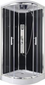 Cabină de duș completă cu hidromasaj Sanotechnik QuickLine Trend 1 90x90x210 cm, semirotundă, sticlă securizată 5 mm, profil crom