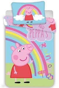 Lenjerie de pat Peppa Pig (curcubeu) pentru copii