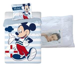 Set lenjerie de pat Mickey Mouse (dungi albastre) pentru copii