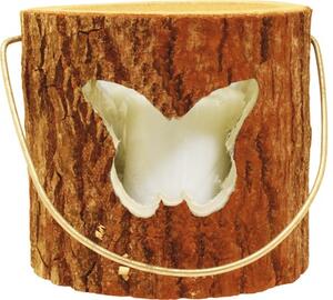 Candelă din lemn, Ø 18 cm, H 15 cm, model fluture
