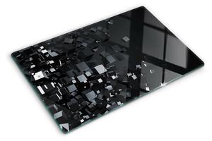 Tocător sticlă Cuburi negre abstracte