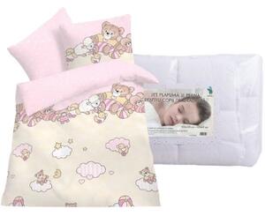 Set lenjerie de pat Ursuleț (nor roz) pentru copii