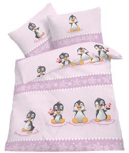 Set lenjerie de pat Pinguin (roz) pentru copii