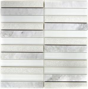Mozaic sticlă-piatră naturală ICE 150 mix alb 29,8x29,8 cm