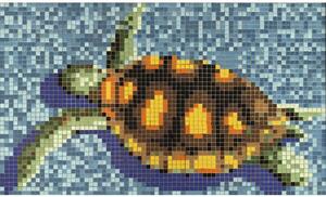 Tablou mozaic din sticlă pentru piscină Broască țestoasă GMK35P verde 95x160 cm