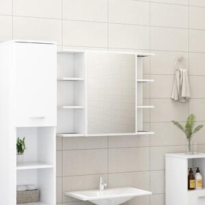 Dulap de baie cu oglindă, alb, 80 x 20,5 x 64 cm, PAL