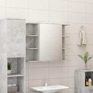 Dulap de baie cu oglindă, gri beton, 80 x 20,5 x 64 cm, PAL