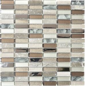 Mozaic sticlă-piatră naturală XCM SM68 mix multicolor 29,8x30,4 cm