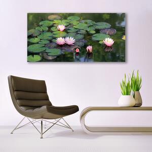 Tablou pe panza canvas Lacul Petale Floral Roz Verde