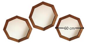 Set 3 oglinzi decorative 3SA607, Neostill, lemn de pin, 60 cm, walnut
