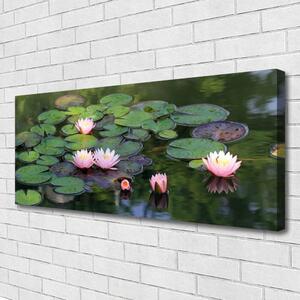 Tablou pe panza canvas Lacul Petale Floral Roz Verde