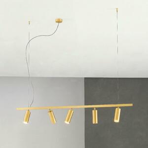 Cremasco Lampă suspendată 7531, alamă satinată, 5 becuri, GU10, reglabil, Auriu / Alamă, Camera de zi / sufragerie, Alamă, Modern