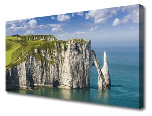 Tablou pe panza canvas Rock Sea Peisaj Verde Gri Albastru